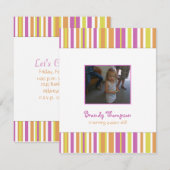 Fruity Stripes Birthday Party Invitation Kaart (Voorkant / Achterkant)