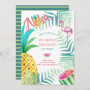 Fruity Tropical Graduation Party nodigt Flamingo u Kaart