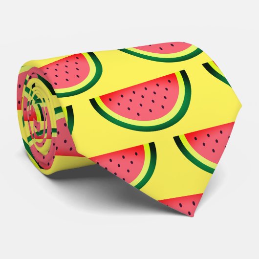 Fruity watermelon slice print stropdas voor zomer (Opgerold)