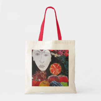 Fruitzak, sinaasappel, appel, druiven, gezicht tote bag