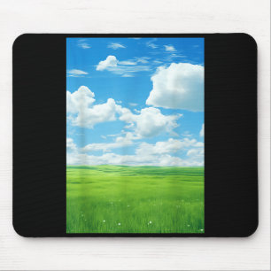 Frutiger Aero_ Veld Wolken Lucht is Blauw Muismat