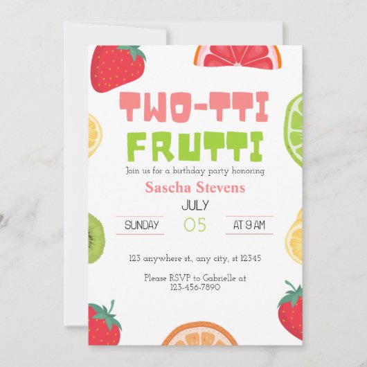 Frutti à deux tti Invitation de fête d'anniversair (Devant)