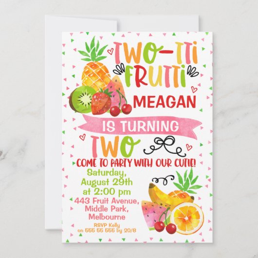 Frutti couleur deux tti 2e Invitation anniversaire (Devant)