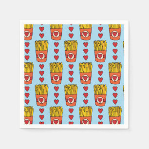 Fry Day I'm in Love Punny Cartoon French Fries S Servet