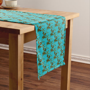 FS-stijl 1-AQUA-GOLD-TABLE RUNNER 14x72inch Korte Tafelloper