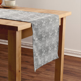 FS-Style 1-SILVER-WHITE DARK-TABLE RUNNER 14x72in Korte Tafelloper