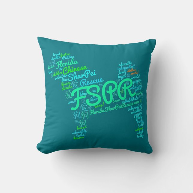 FSPR Word Cloud Sierkussen 16 x 16 inch (Voorkant)