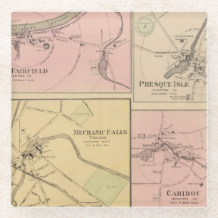 Ft Fairfield, Presque Isle, Cariou Map Glazen Onderzetter