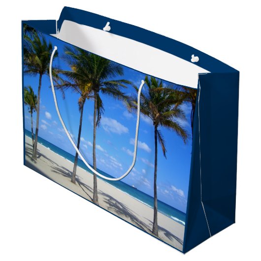 Ft Lauderdale Florida Sand Beach & Palm Trees Large Cadeauzakje (Achterkant Gekanteld)