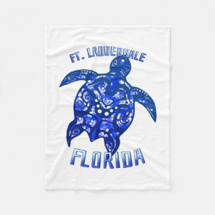 Ft Lauderdale Florida Vacation Tribal Turtle Fleece Deken