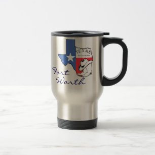 Ft Worth Texas State Map met Star, Boots, Pet Mok