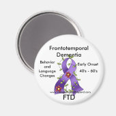 FTD, Démence Frontotemporelle Purple Ribbon Magnet (Recto/Verso)