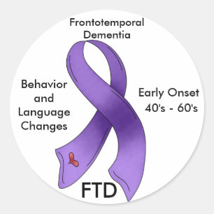 FTD, Frontotemporal Dementia Awareness Ribbon Ronde Sticker
