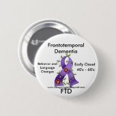 FTD, Frontotemporal Dementia Paars Ribbon Pin Ronde Button 5,7 Cm (Voorkant /achterkant)