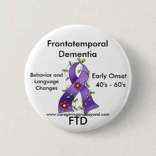 FTD, Frontotemporal Dementia Paars Ribbon Pin Ronde Button 5,7 Cm