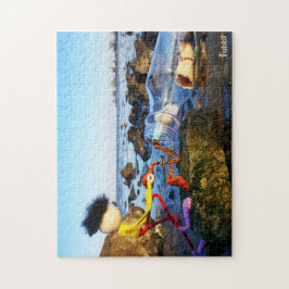 Fubby met flessenpost aan de kust. legpuzzel