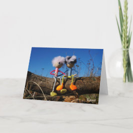 Fubby paartje dat samen op een boomstam zit. bedankkaart