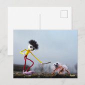 Fubby speelt buiten met dier. briefkaart (Voorkant / Achterkant)