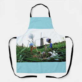 Fubby's bij een molen planten een krokus bol. schort