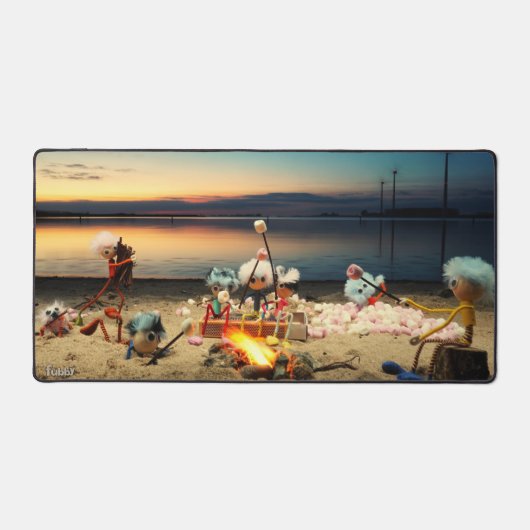 Fubby's bij kampvuur met marchmello's. bureaumat (Voorkant)