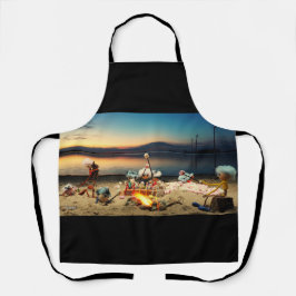 Fubby's bij kampvuur met marchmello's. schort