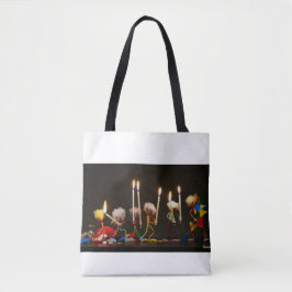 Fubby's die feestelijk met kaarsjes lopen, grappig draagtas