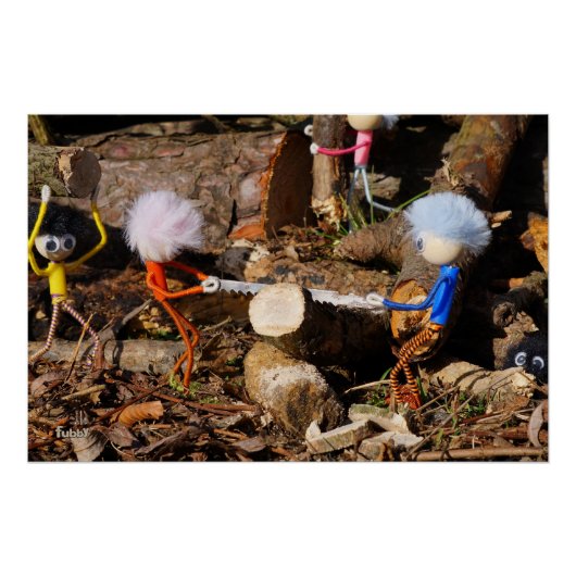 Fubby's die hout zagen. perfect poster (Voorkant)