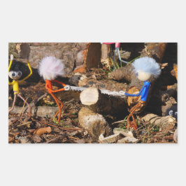 Fubby's die hout zagen. rechthoekige sticker