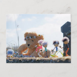 Fubby's die madeliefjes naar een Beer brengen. Briefkaart