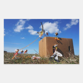 Fubby's die spelen met veren en vliegen. rechthoekige sticker