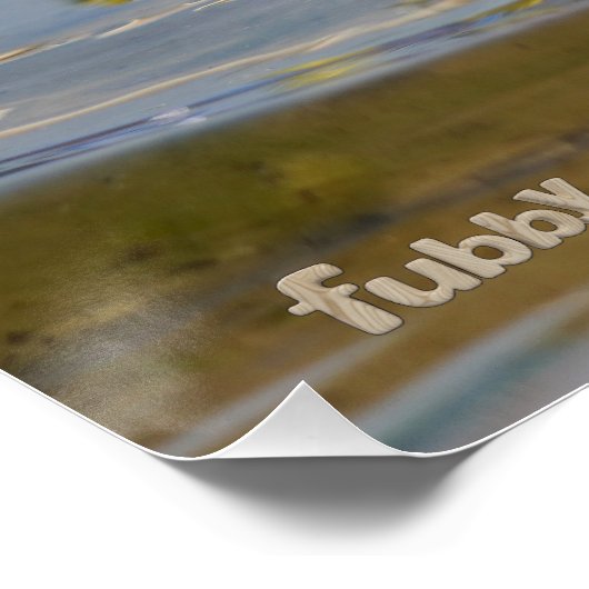 Fubby's op peddelboard dat een teenslipper is. perfect poster (Hoek)