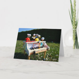 Fubby's op piano die muziek maken en dansen. bedankkaart