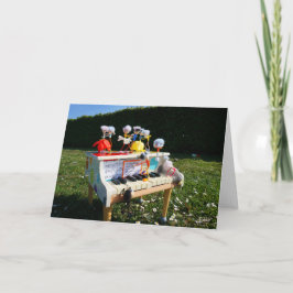 Fubby's op piano die muziek maken en dansen. bedankkaart