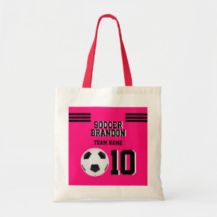 fuchia voetbal moeder meisjes team en coach tote bag