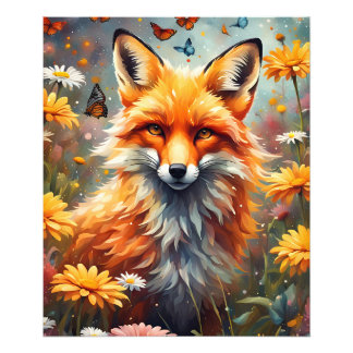 Fuchs auf der Wiese Foto Afdruk