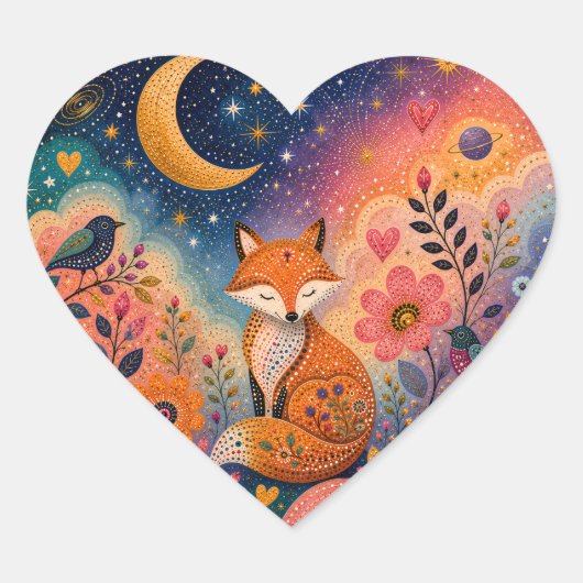 Fuchs im Sternengarten Hart Sticker (Voorkant)