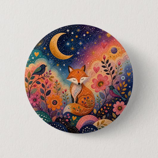 Fuchs im Sternengarten Ronde Button 5,7 Cm (Voorkant)