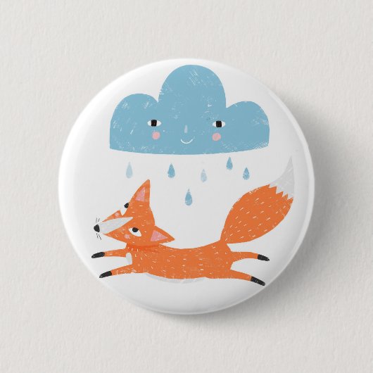 Fuchs mit Regenwolke Ronde Button 5,7 Cm (Voorkant)