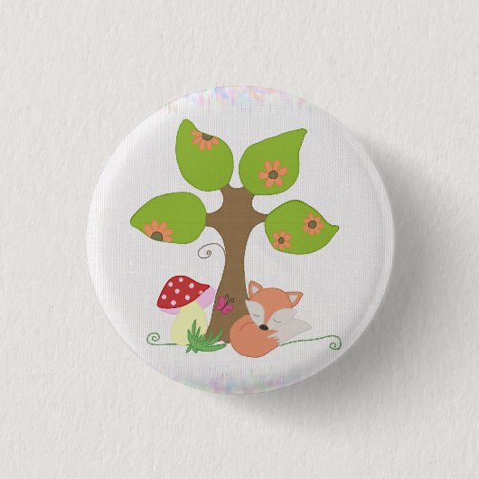 Fuchs unterm Baum Ronde Button 3,2 Cm (Voorkant)