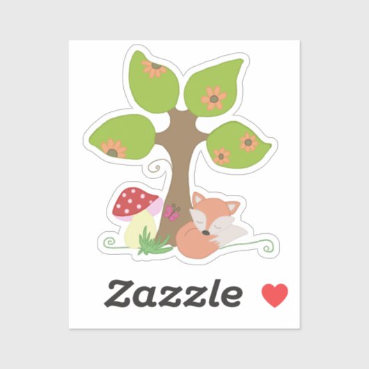 Fuchs unterm Baum  Sticker (Vel)