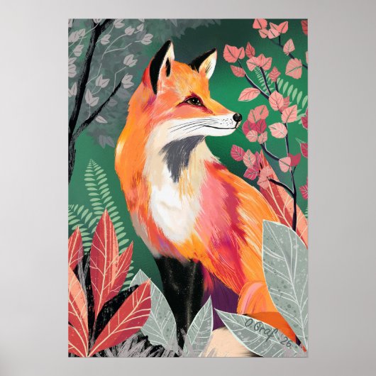 Fuchs Zauberwald Hand-Painted Nature Illustrations Poster (Voorkant)