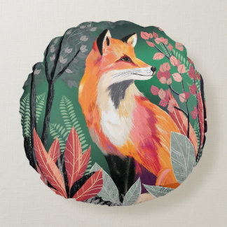 Fuchs Zauberwald Hand-Painted Nature Illustrations Rond Kussen