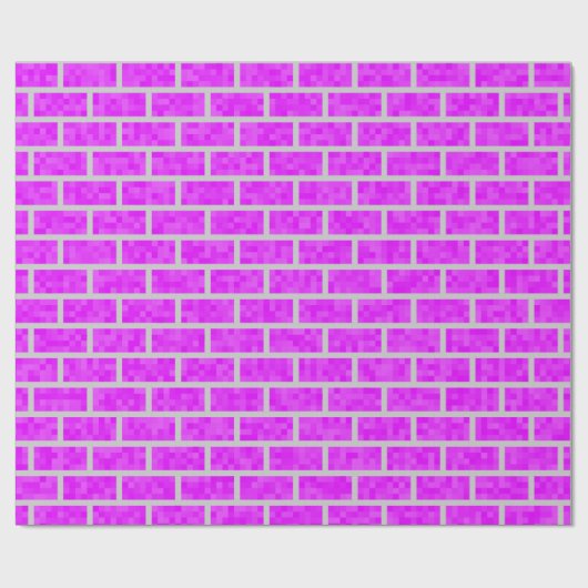 Fuchsia 8-bit computerspel look bakstenen patroon cadeaupapier (Vlak)