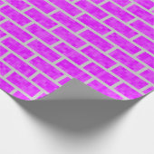 Fuchsia 8-bit computerspel look bakstenen patroon cadeaupapier (Hoek)