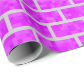 Fuchsia 8-bit computerspel look bakstenen patroon cadeaupapier (Rol Hoek)