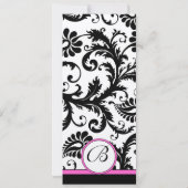 Fuchsia 9x4 Damask Swirls Weddenschap Kaart (Achterkant)