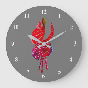 Fuchsia abstract watercolor floral grote klok