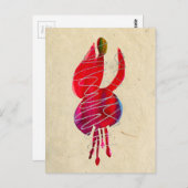 Fuchsia abstracte waterverf floraal briefkaart (Voorkant / Achterkant)