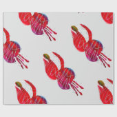 Fuchsia abstracte waterverf floraal cadeaupapier (Vlak)