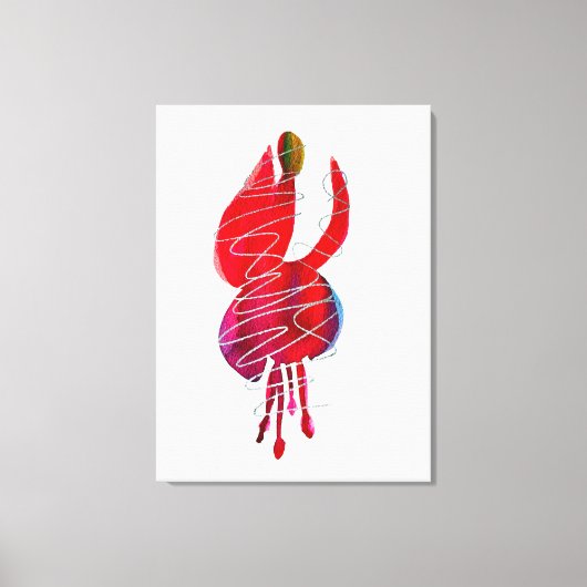 Fuchsia abstracte waterverf floraal canvas afdruk (Voorkant)